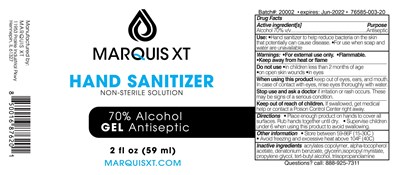 Ndc 76585-003-20 (Marquisxt 2oz V1.9 Sanitizer Label Gel2)